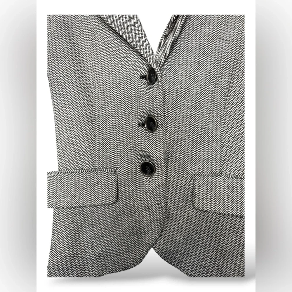 Kenar Black Gray Knit Blazer Jacket Size L Tailored Career 3 Button - Picture 4 of 8